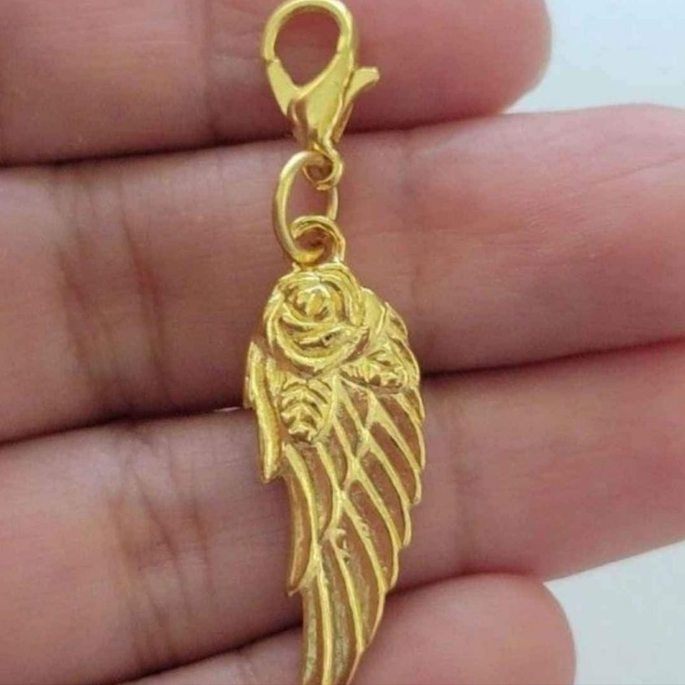Clip On gold wing Rose Charms planner Charms Zipper pull dreadlocks beads
